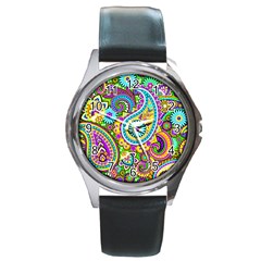 Paisley 5 Round Metal Watch by impacteesstreetwearfive