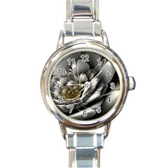 Fractal Silver Flower Bloom Floral Round Italian Charm Watch by Pakrebo