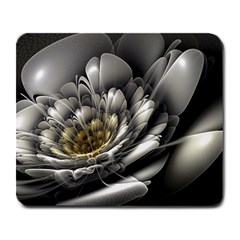 Fractal Silver Flower Bloom Floral Large Mousepads