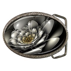 Fractal Silver Flower Bloom Floral Belt Buckles by Pakrebo