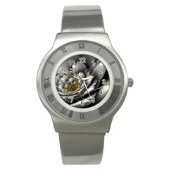 Fractal Silver Flower Bloom Floral Stainless Steel Watch