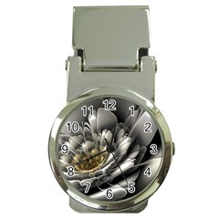 Fractal Silver Flower Bloom Floral Money Clip Watches by Pakrebo