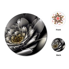 Fractal Silver Flower Bloom Floral Playing Cards Single Design (round) by Pakrebo