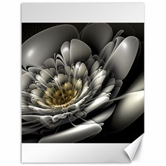 Fractal Silver Flower Bloom Floral Canvas 18  X 24  by Pakrebo