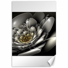 Fractal Silver Flower Bloom Floral Canvas 24  X 36  by Pakrebo