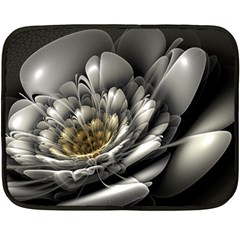 Fractal Silver Flower Bloom Floral Double Sided Fleece Blanket (mini)  by Pakrebo