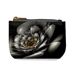 Fractal Silver Flower Bloom Floral Mini Coin Purse by Pakrebo