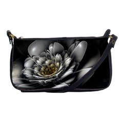 Fractal Silver Flower Bloom Floral Shoulder Clutch Bag by Pakrebo