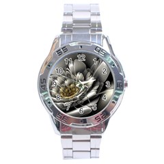 Fractal Silver Flower Bloom Floral Stainless Steel Analogue Watch