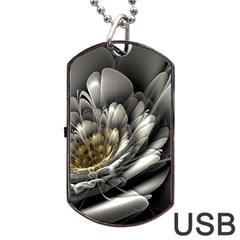 Fractal Silver Flower Bloom Floral Dog Tag Usb Flash (two Sides)