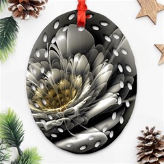 Fractal Silver Flower Bloom Floral Ornament (oval Filigree) by Pakrebo