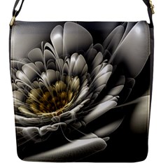 Fractal Silver Flower Bloom Floral Flap Closure Messenger Bag (s)