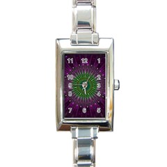 Purple Mandala Fractal Glass Rectangle Italian Charm Watch by Pakrebo