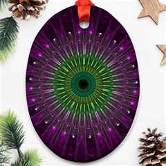 Purple Mandala Fractal Glass Ornament (oval) by Pakrebo