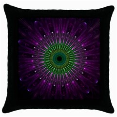 Purple Mandala Fractal Glass Throw Pillow Case (black) by Pakrebo