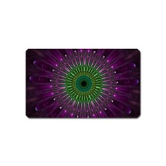 Purple Mandala Fractal Glass Magnet (name Card) by Pakrebo