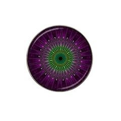 Purple Mandala Fractal Glass Hat Clip Ball Marker (4 Pack) by Pakrebo