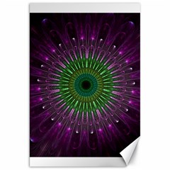 Purple Mandala Fractal Glass Canvas 20  X 30  by Pakrebo