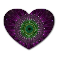 Purple Mandala Fractal Glass Heart Mousepads by Pakrebo