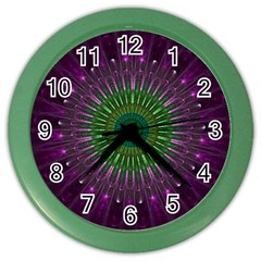 Purple Mandala Fractal Glass Color Wall Clock by Pakrebo