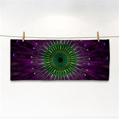 Purple Mandala Fractal Glass Hand Towel by Pakrebo