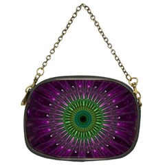 Purple Mandala Fractal Glass Chain Purse (two Sides) by Pakrebo