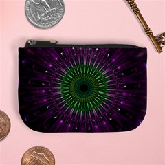 Purple Mandala Fractal Glass Mini Coin Purse by Pakrebo