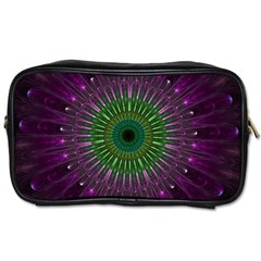 Purple Mandala Fractal Glass Toiletries Bag (one Side) by Pakrebo