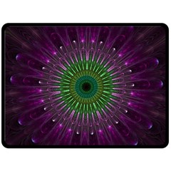 Purple Mandala Fractal Glass Double Sided Fleece Blanket (large)  by Pakrebo