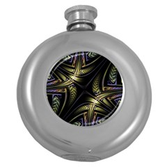 Fractal Braids Texture Pattern Round Hip Flask (5 Oz) by Pakrebo