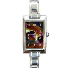 Fractal Colorful Rainbow Flowing Rectangle Italian Charm Watch by Pakrebo