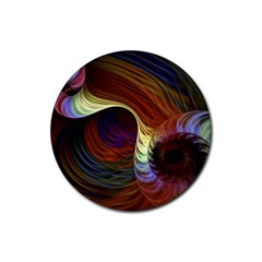 Fractal Colorful Rainbow Flowing Rubber Coaster (round)  by Pakrebo