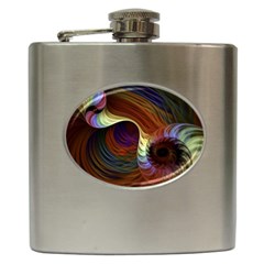 Fractal Colorful Rainbow Flowing Hip Flask (6 Oz) by Pakrebo