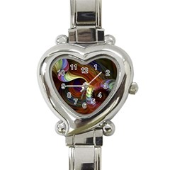 Fractal Colorful Rainbow Flowing Heart Italian Charm Watch