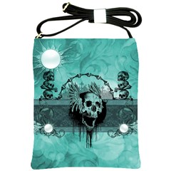 Awesome Skull With Wings Shoulder Sling Bag by FantasyWorld7