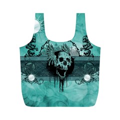 Awesome Skull With Wings Full Print Recycle Bag (m) by FantasyWorld7