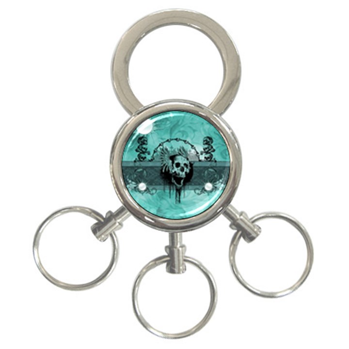 Awesome Skull With Wings 3-Ring Key Chain