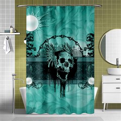 Awesome Skull With Wings Shower Curtain 48  X 72  (small)  by FantasyWorld7