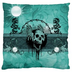 Awesome Skull With Wings Large Cushion Case (one Side) by FantasyWorld7