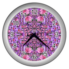 World Wide Blooming Flowers In Colors Beautiful Wall Clock (silver) by pepitasart