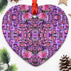 World Wide Blooming Flowers In Colors Beautiful Heart Ornament (two Sides) by pepitasart