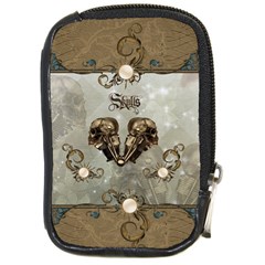 Awesome Mechanical Skull Compact Camera Leather Case by FantasyWorld7