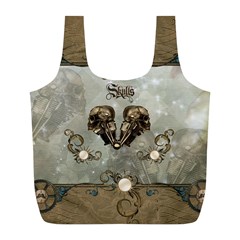 Awesome Mechanical Skull Full Print Recycle Bag (l) by FantasyWorld7