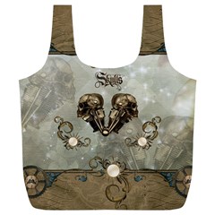 Awesome Mechanical Skull Full Print Recycle Bag (xl) by FantasyWorld7