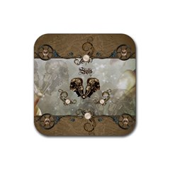 Awesome Mechanical Skull Rubber Coaster (square)  by FantasyWorld7