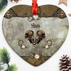 Awesome Mechanical Skull Heart Ornament (two Sides) by FantasyWorld7