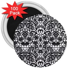 Lace Seamless Pattern With Flowers 3  Magnets (100 Pack) by Sobalvarro