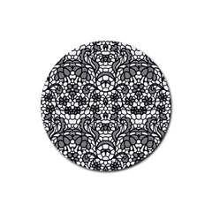 Lace Seamless Pattern With Flowers Rubber Round Coaster (4 Pack)  by Sobalvarro