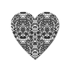 Lace Seamless Pattern With Flowers Heart Magnet by Sobalvarro