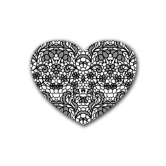 Lace Seamless Pattern With Flowers Rubber Coaster (heart)  by Sobalvarro